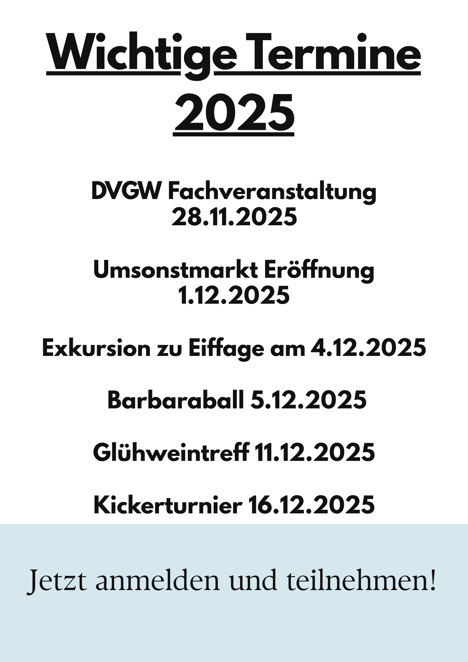 Poster - Wichtige Termine 2025